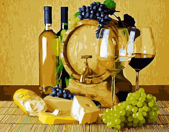Картина по номерам 40x50 Белое и красное вино с сыром
