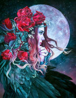 Без бренда «Девушка с розами в волосах на фоне луны» в Смоленске в интернет-магазине Без бренда «Девушка с розами в волосах на фоне луны» в Смоленске