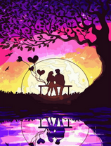 Влюбленные под деревом у озера