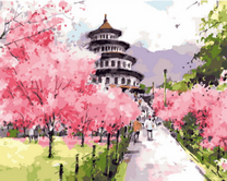 Китайский храм и алея сакур