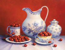 Чайный набор с вишнями
