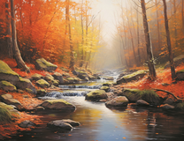 Небольшая река в горном лесу