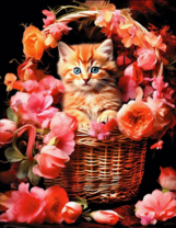Без бренда «Рыжий котенок в корзине с цветами» в Смоленске