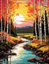 Осенние березки на закате