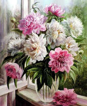 Без бренда «Пионы в прозрачной вазе у окна» в Смоленске